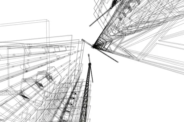 Líneas Abstractas Dibujo Concepto Arte Arquitectónico Formas Geométricas Mínimas — Archivo Imágenes Vectoriales