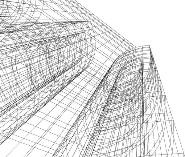 Linee Disegno Astratte Nel Concetto Arte Architettonica Forme Geometriche Minime — Vettoriale Stock