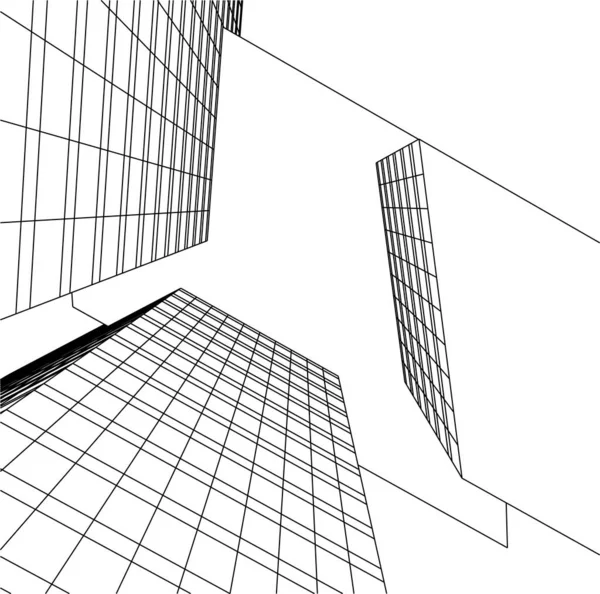 Linee Disegno Astratte Nel Concetto Arte Architettonica Forme Geometriche Minime — Vettoriale Stock