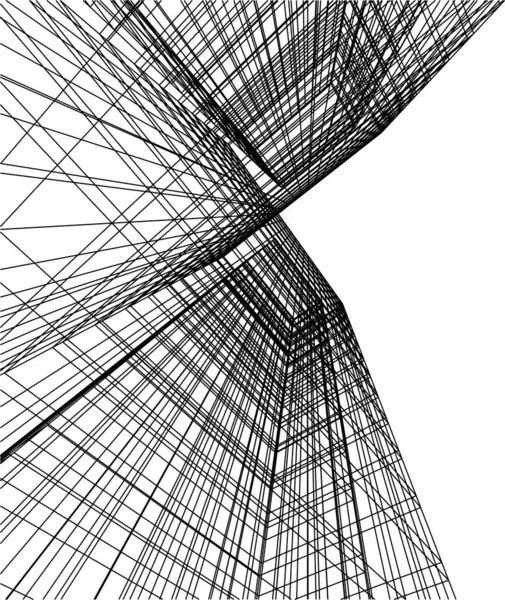 Líneas Abstractas Dibujo Concepto Arte Arquitectónico Formas Geométricas Mínimas — Vector de stock