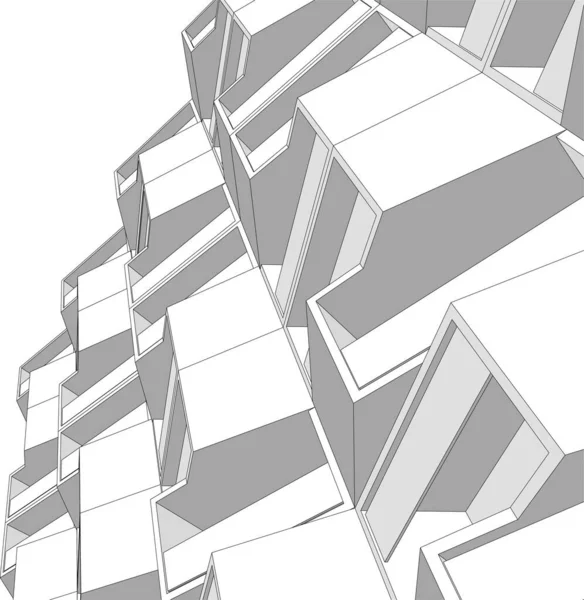 Líneas Abstractas Dibujo Concepto Arte Arquitectónico Formas Geométricas Mínimas — Vector de stock