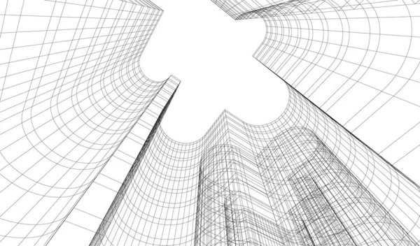 Lignes Dessin Abstraites Dans Concept Art Architectural Formes Géométriques Minimales — Image vectorielle