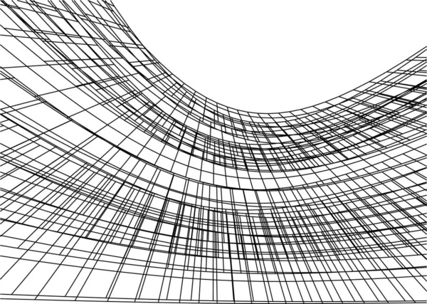 Abstrakte Zeichnungslinien Architektonischen Kunstkonzept Minimale Geometrische Formen — Stockvektor