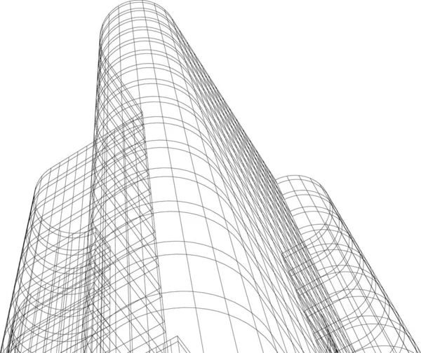 Abstrakta Teckningslinjer Arkitektonisk Konst Koncept Minimala Geometriska Former — Stock vektor