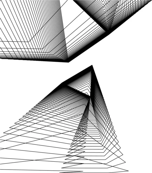 Abstrakta Teckningslinjer Arkitektonisk Konst Koncept Minimala Geometriska Former — Stock vektor