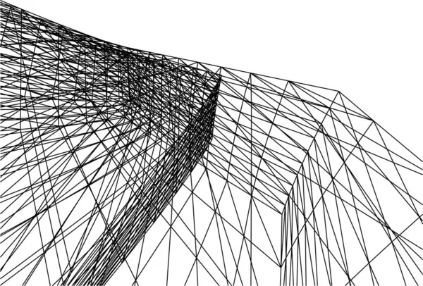 Abstracte Tekenlijnen Architectonisch Kunstconcept Minimale Geometrische Vormen — Stockvector