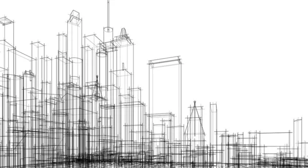 Linee Disegno Astratte Nel Concetto Arte Architettonica Forme Geometriche Minime — Vettoriale Stock