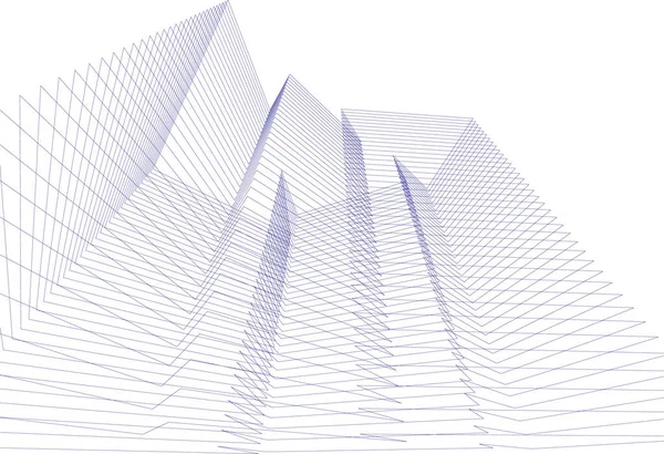 Abstrakta Teckningslinjer Arkitektonisk Konst Koncept Minimala Geometriska Former — Stock vektor