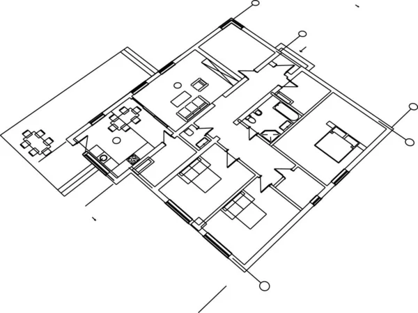 Linee Disegno Astratte Nel Concetto Arte Architettonica Forme Geometriche Minime — Vettoriale Stock