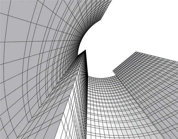 Abstrakta Teckningslinjer Arkitektonisk Konst Koncept Minimala Geometriska Former — Stock vektor