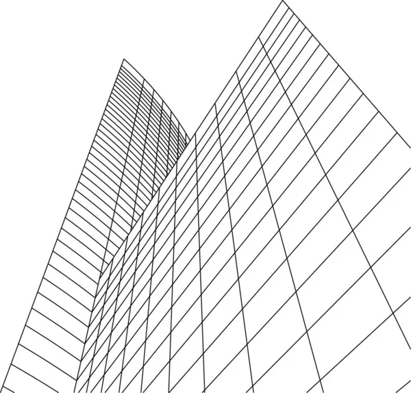 Abstrakte Zeichnungslinien Architektonischen Kunstkonzept Minimale Geometrische Formen — Stockvektor