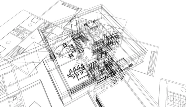 Lignes Dessin Abstraites Dans Concept Art Architectural Formes Géométriques Minimales — Image vectorielle