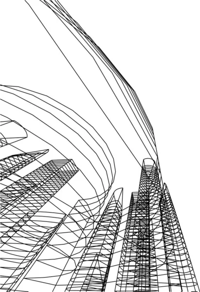 Abstracte Tekenlijnen Architectonisch Kunstconcept Minimale Geometrische Vormen — Stockvector