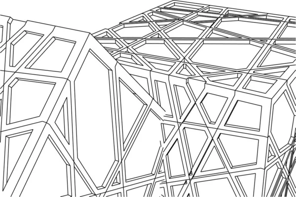 Mimari Sanat Konseptinde Soyut Çizgiler Minimum Geometrik Şekiller — Stok Vektör