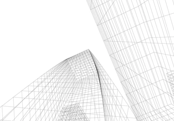 Abstracte Tekenlijnen Architectonisch Kunstconcept Minimale Geometrische Vormen — Stockvector