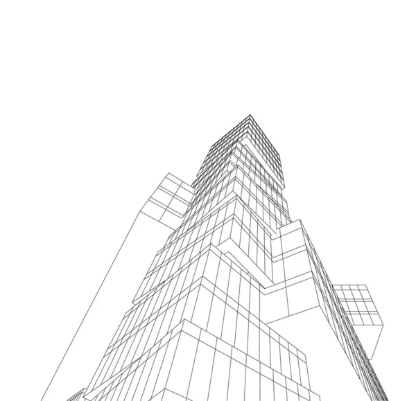 Abstrakte Zeichnungslinien Architektonischen Kunstkonzept Minimale Geometrische Formen — Stockvektor