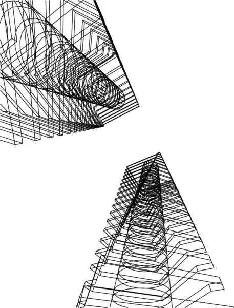 Linhas Abstratas Desenho Conceito Arte Arquitetônica Formas Geométricas Mínimas — Vetor de Stock