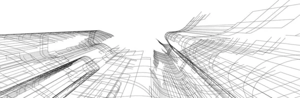 Abstrakte Zeichnungslinien Architektonischen Kunstkonzept Minimale Geometrische Formen — Stockvektor