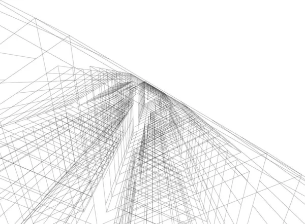 Abstrakte Zeichnungslinien Architektonischen Kunstkonzept Minimale Geometrische Formen — Stockvektor