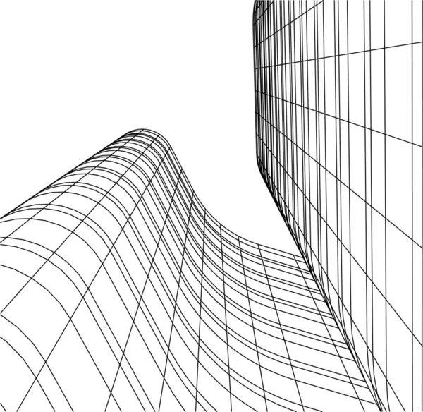 Elvont Rajzvonalak Építészeti Képzőművészetben Minimális Geometriai Formák — Stock Vector