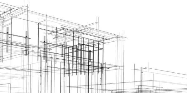 Abstrakte Zeichnungslinien Architektonischen Kunstkonzept Minimale Geometrische Formen — Stockvektor