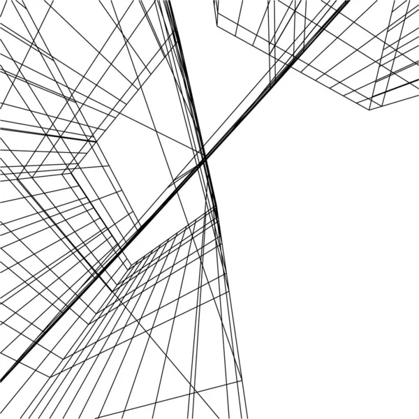 Abstrakcyjne Linie Rysunku Koncepcji Sztuki Architektonicznej Minimalne Kształty Geometryczne — Wektor stockowy