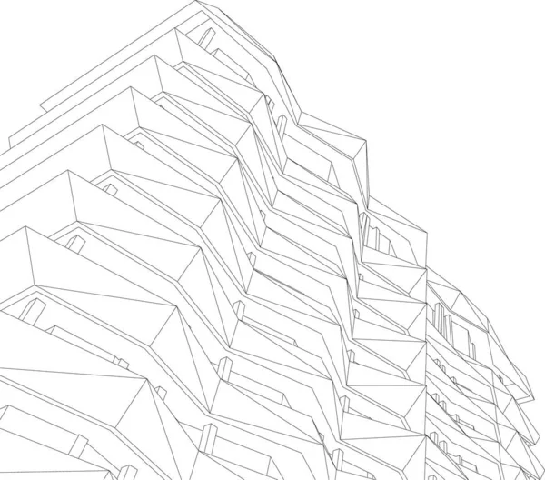 Lignes Dessin Abstraites Dans Concept Art Architectural Formes Géométriques Minimales — Image vectorielle