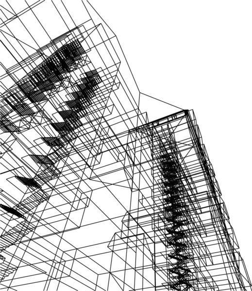 Abstraktní Kreslicí Čáry Architektonickém Pojetí Minimální Geometrické Tvary — Stockový vektor