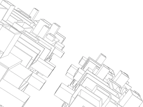 Linee Disegno Astratte Nel Concetto Arte Architettonica Forme Geometriche Minime — Vettoriale Stock