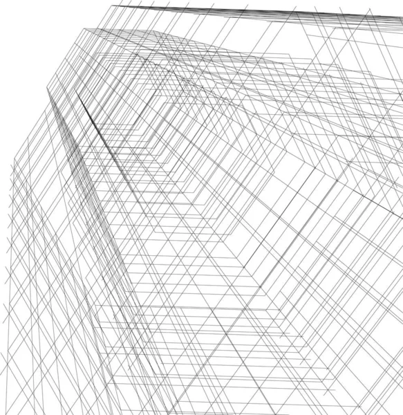 Abstracte Tekenlijnen Architectonisch Kunstconcept Minimale Geometrische Vormen — Stockvector