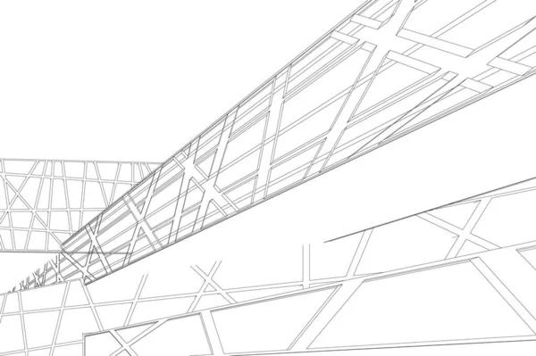 Lignes Dessin Abstraites Dans Concept Art Architectural Formes Géométriques Minimales — Image vectorielle