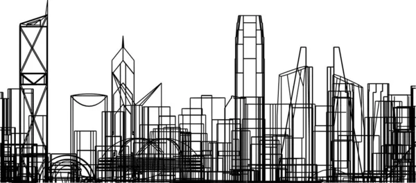 Abstracte Tekenlijnen Architectonisch Kunstconcept Minimale Geometrische Vormen — Stockvector