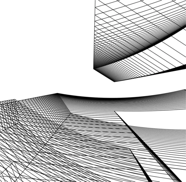 Abstrakcyjne Linie Rysunku Koncepcji Sztuki Architektonicznej Minimalne Kształty Geometryczne — Wektor stockowy