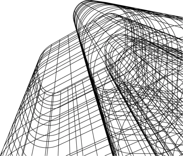 Abstracte Tekenlijnen Architectonisch Kunstconcept Minimale Geometrische Vormen — Stockvector