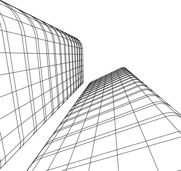 Elvont Rajzvonalak Építészeti Képzőművészetben Minimális Geometriai Formák — Stock Vector