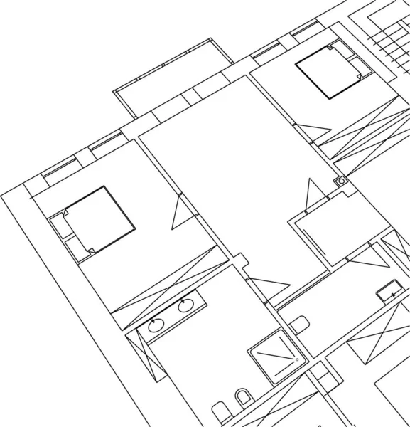 Lignes Dessin Abstraites Dans Concept Art Architectural Formes Géométriques Minimales — Image vectorielle