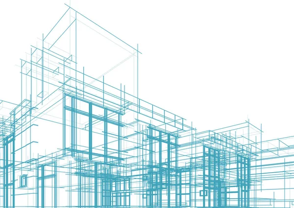 Linee Disegno Astratte Nel Concetto Arte Architettonica Forme Geometriche Minime — Vettoriale Stock