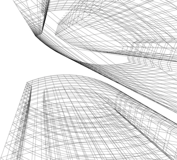 Lignes Dessin Abstraites Dans Concept Art Architectural Formes Géométriques Minimales — Image vectorielle