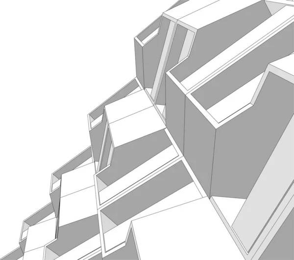 Abstracte Tekenlijnen Architectonisch Kunstconcept Minimale Geometrische Vormen — Stockvector