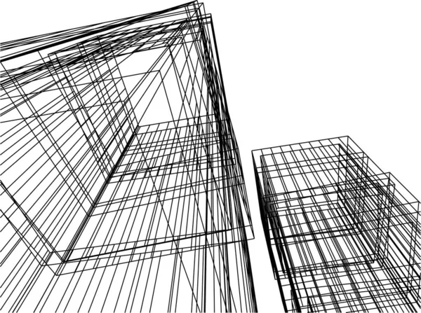 Linee Disegno Astratte Nel Concetto Arte Architettonica Forme Geometriche Minime — Vettoriale Stock