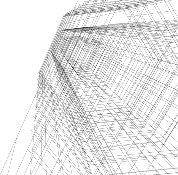 Lignes Dessin Abstraites Dans Concept Art Architectural Formes Géométriques Minimales — Image vectorielle