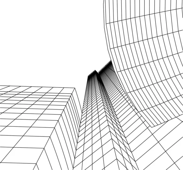 Lignes Dessin Abstraites Dans Concept Art Architectural Formes Géométriques Minimales — Image vectorielle