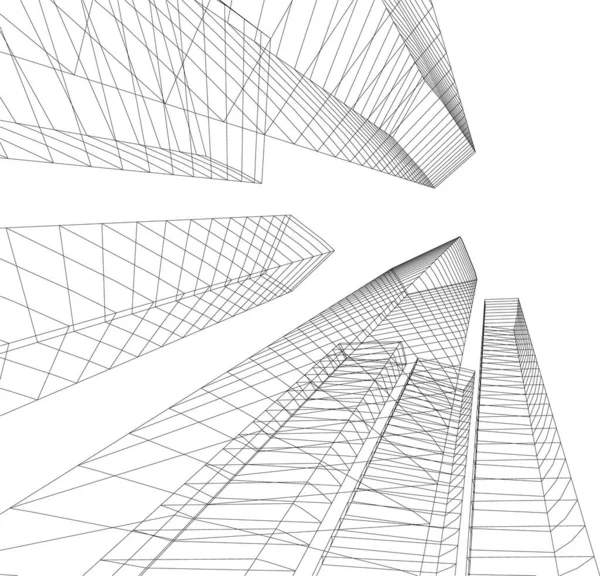 Linhas Abstratas Desenho Conceito Arte Arquitetônica Formas Geométricas Mínimas — Vetor de Stock