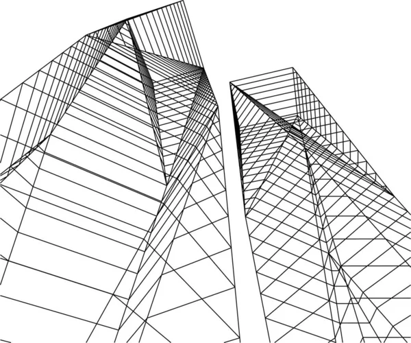 Abstracte Tekenlijnen Architectonisch Kunstconcept Minimale Geometrische Vormen — Stockvector