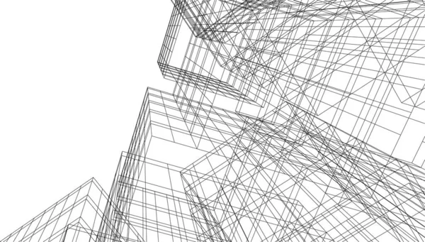 Linhas Abstratas Desenho Conceito Arte Arquitetônica Formas Geométricas Mínimas —  Vetores de Stock