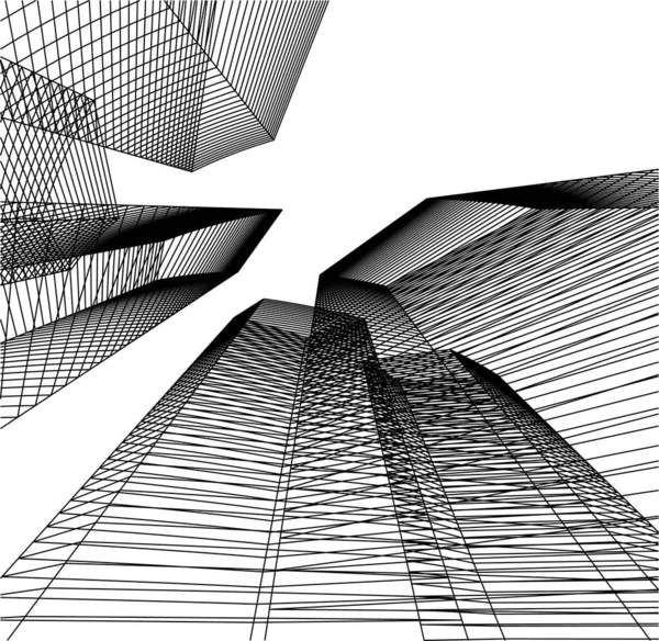 Linhas Abstratas Desenho Conceito Arte Arquitetônica Formas Geométricas Mínimas —  Vetores de Stock