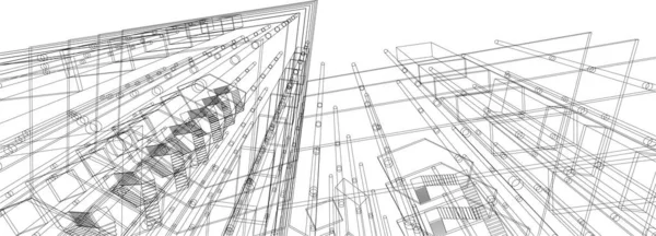 Líneas Abstractas Dibujo Concepto Arte Arquitectónico Formas Geométricas Mínimas — Vector de stock