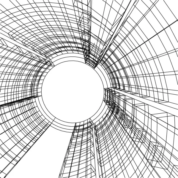 Líneas Abstractas Dibujo Concepto Arte Arquitectónico Formas Geométricas Mínimas — Vector de stock