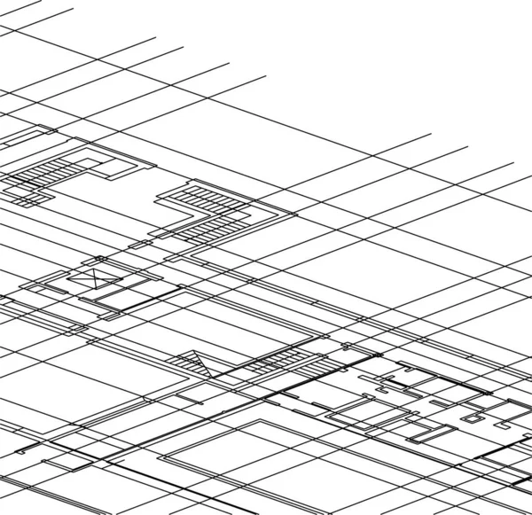 Linhas Abstratas Desenho Conceito Arte Arquitetônica Formas Geométricas Mínimas —  Vetores de Stock