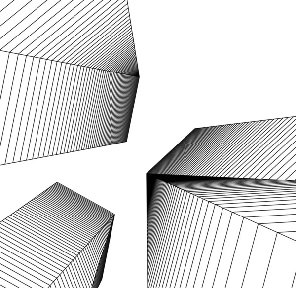 Líneas Abstractas Dibujo Concepto Arte Arquitectónico Formas Geométricas Mínimas — Archivo Imágenes Vectoriales